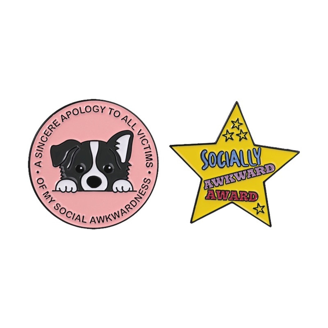 Pinori - Cartoon Dog and Quote Star Enamel Pin
