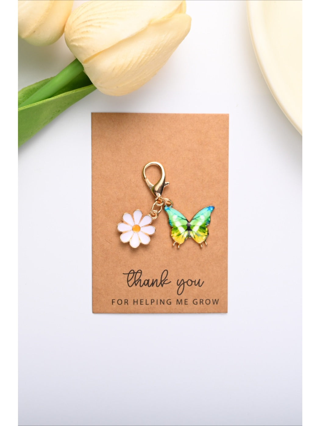 Taphug - Colorful Thank You Enamel Butterfly Daisy Keychain
