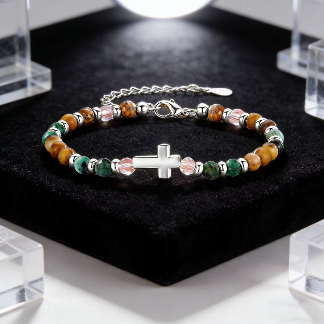 Emora - Retro Cross Decoration Beaded Bracelet