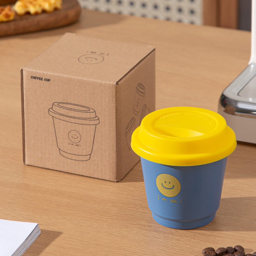 Mivora - Cute Round Smiley Lid Coffee Drinking Cup