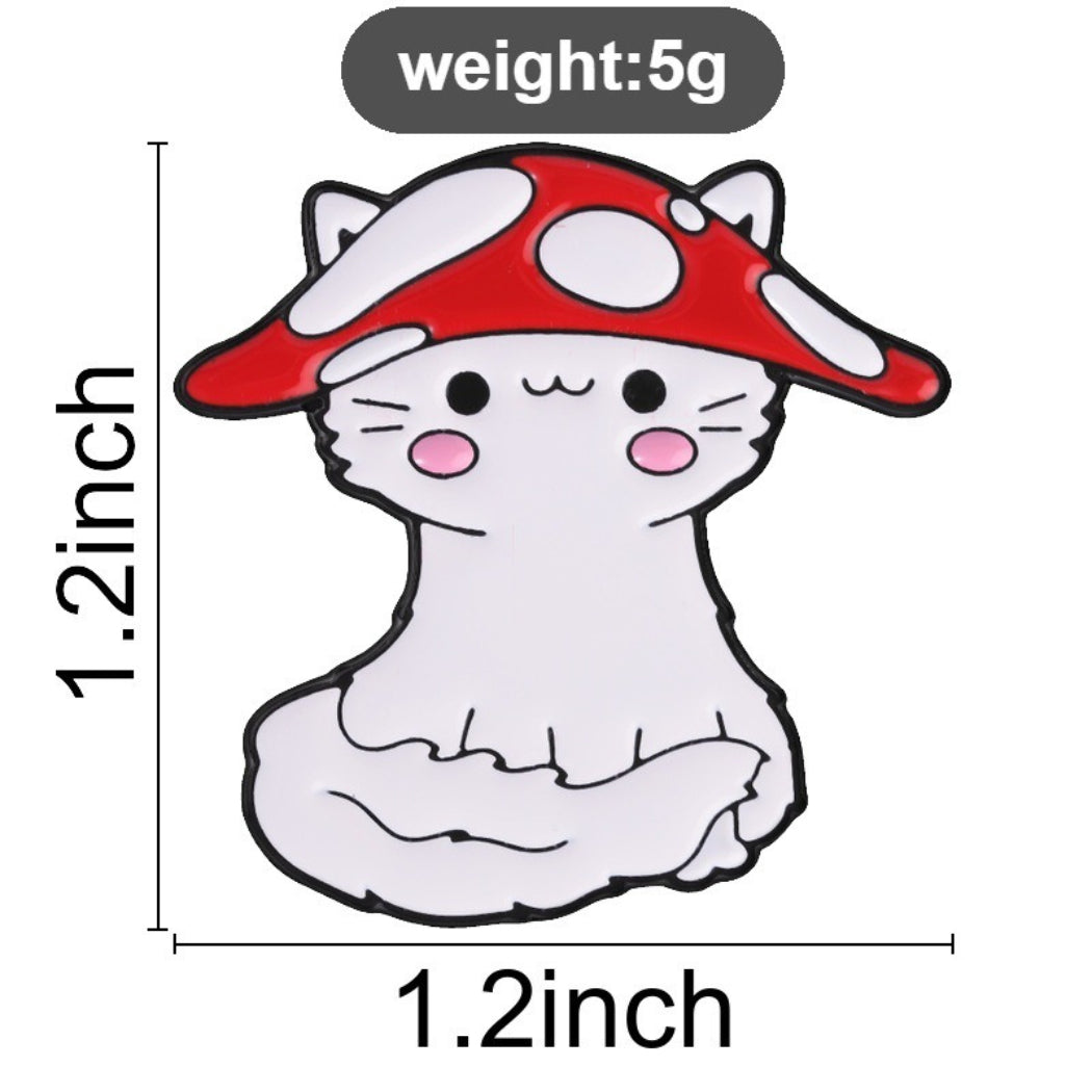 Pinori Mushroom Cat Enamel Pin