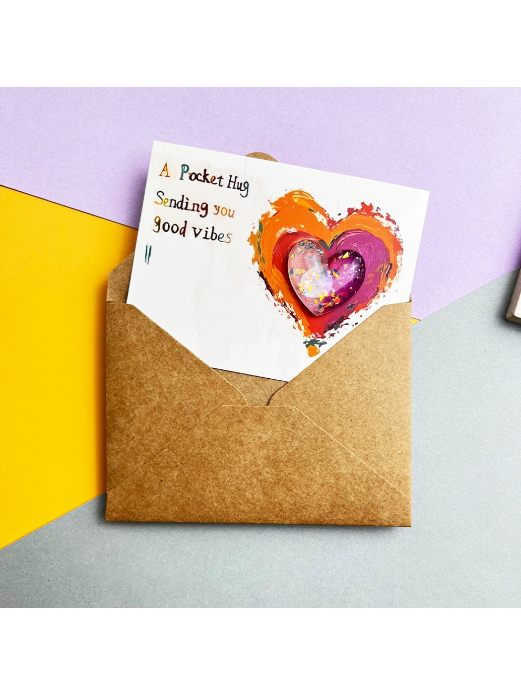 Taphug - Pocket Hug Gradient Glitter Heart pocket hug card and keepsake token view 6