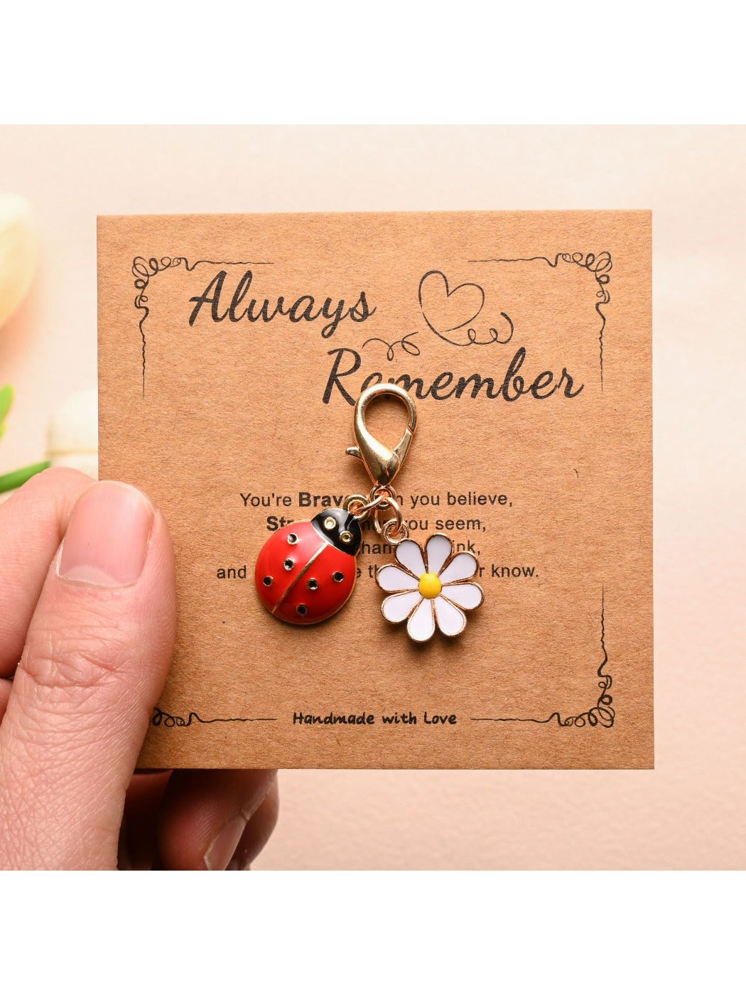 Taphug - Always Remember Keychain with Ladybug Daisy Charm