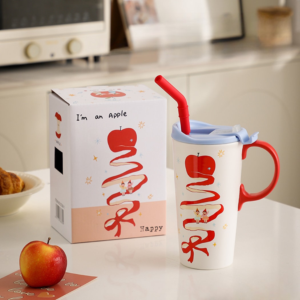 Mivora - Cartoon Apple and Girls Pattern Mug
