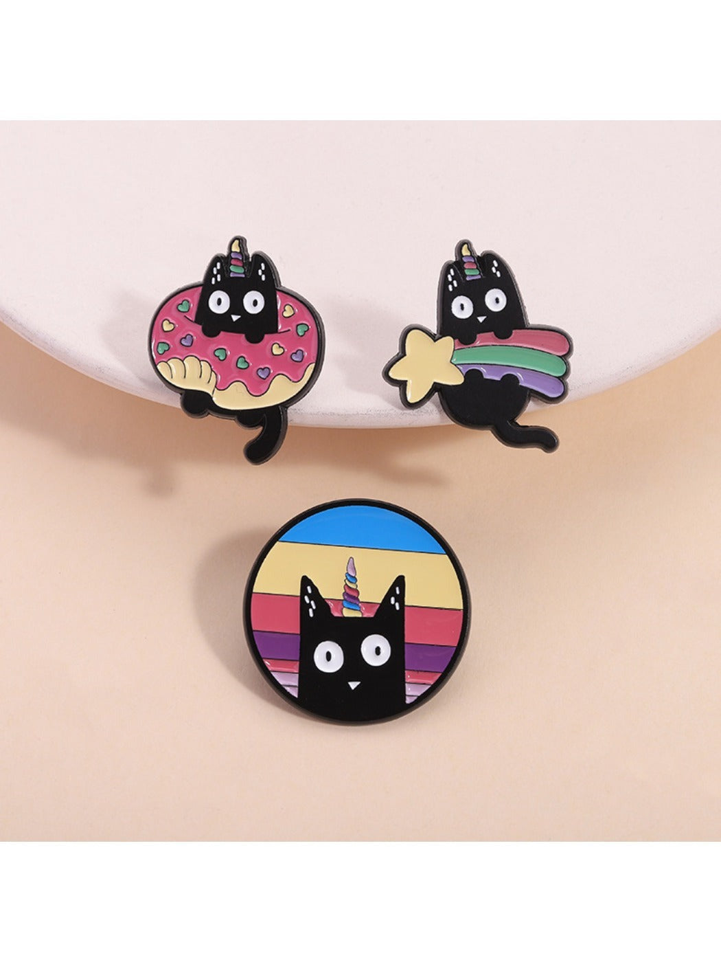 Pinori - Unicorn Black Cat Brooch