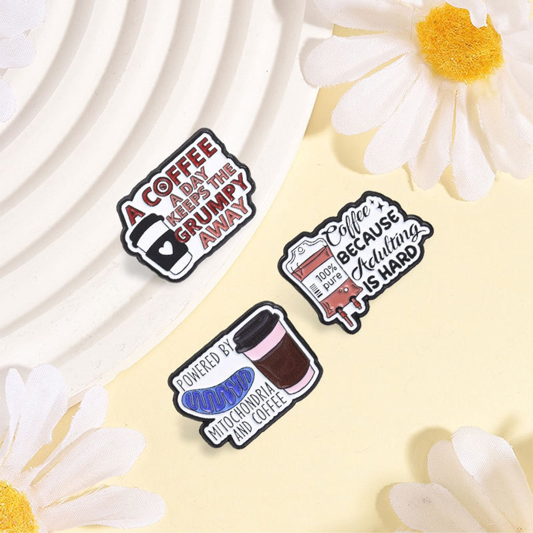 Pinori - Funny Coffee Letter Decorative Lapel Brooch