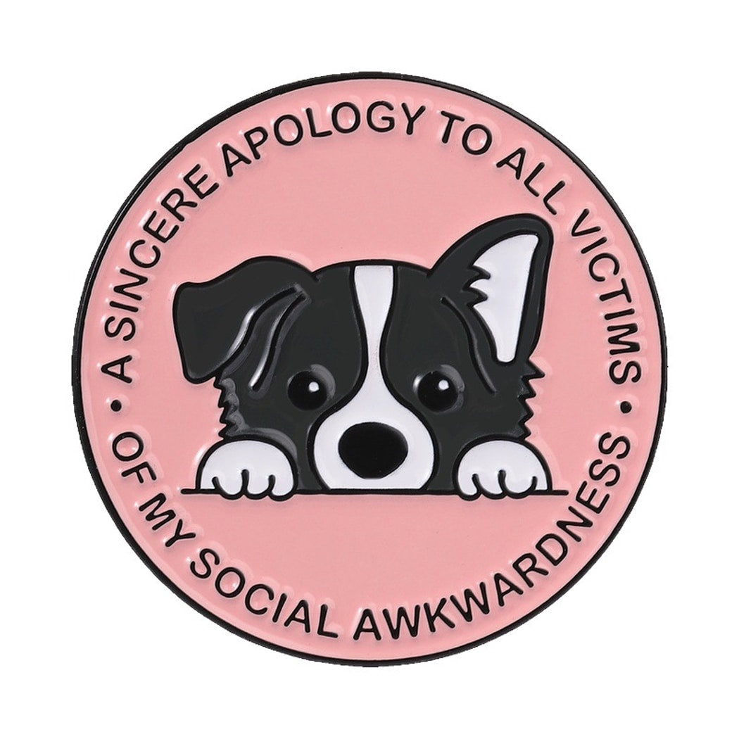 Pinori - Cartoon Dog and Quote Star Enamel Pin