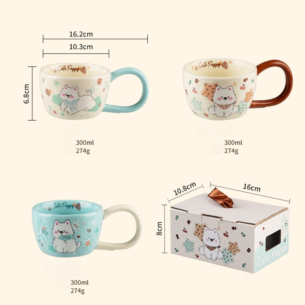 Mivora - Cute Cartoon Dog Round Handle Coffee Mug