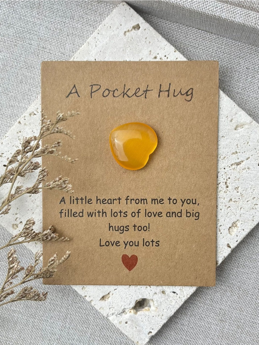 Taphug - Pocket Hug Glass Heart Gift pocket hug card and keepsake token view 7