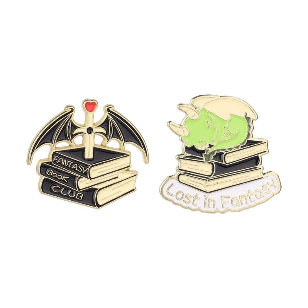 Pinori - Fantasy Dragon Book Motif Decorative Pin