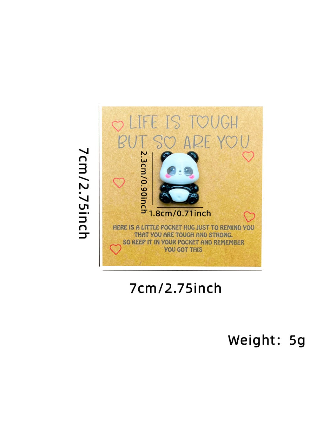 Taphug panda pocket hug card partially opened showing inside message