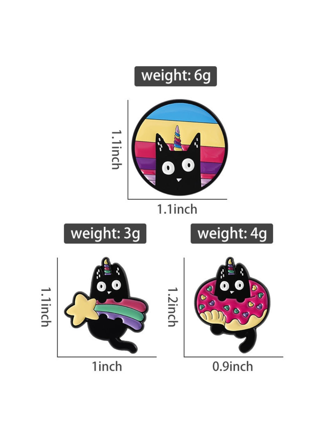 Pinori - Unicorn Black Cat Brooch