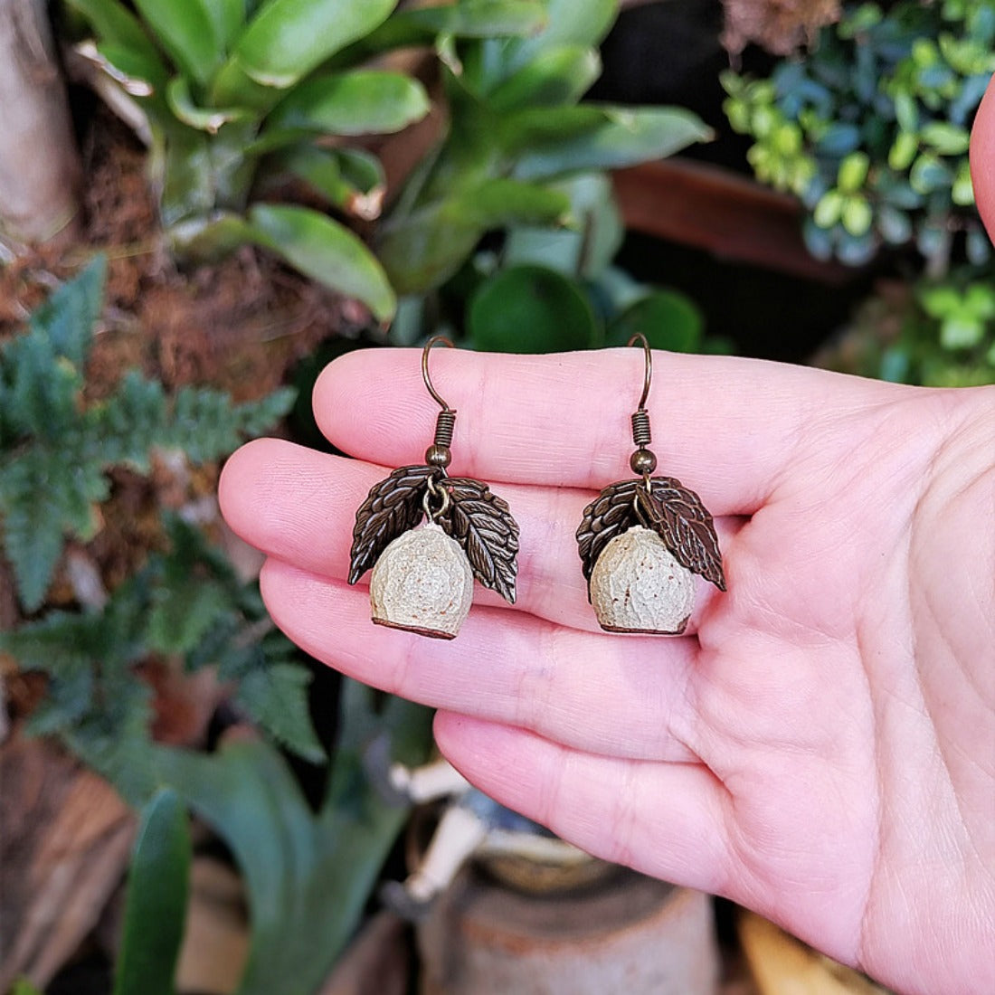 Handcrafted Vintage Natural Nut Earrings