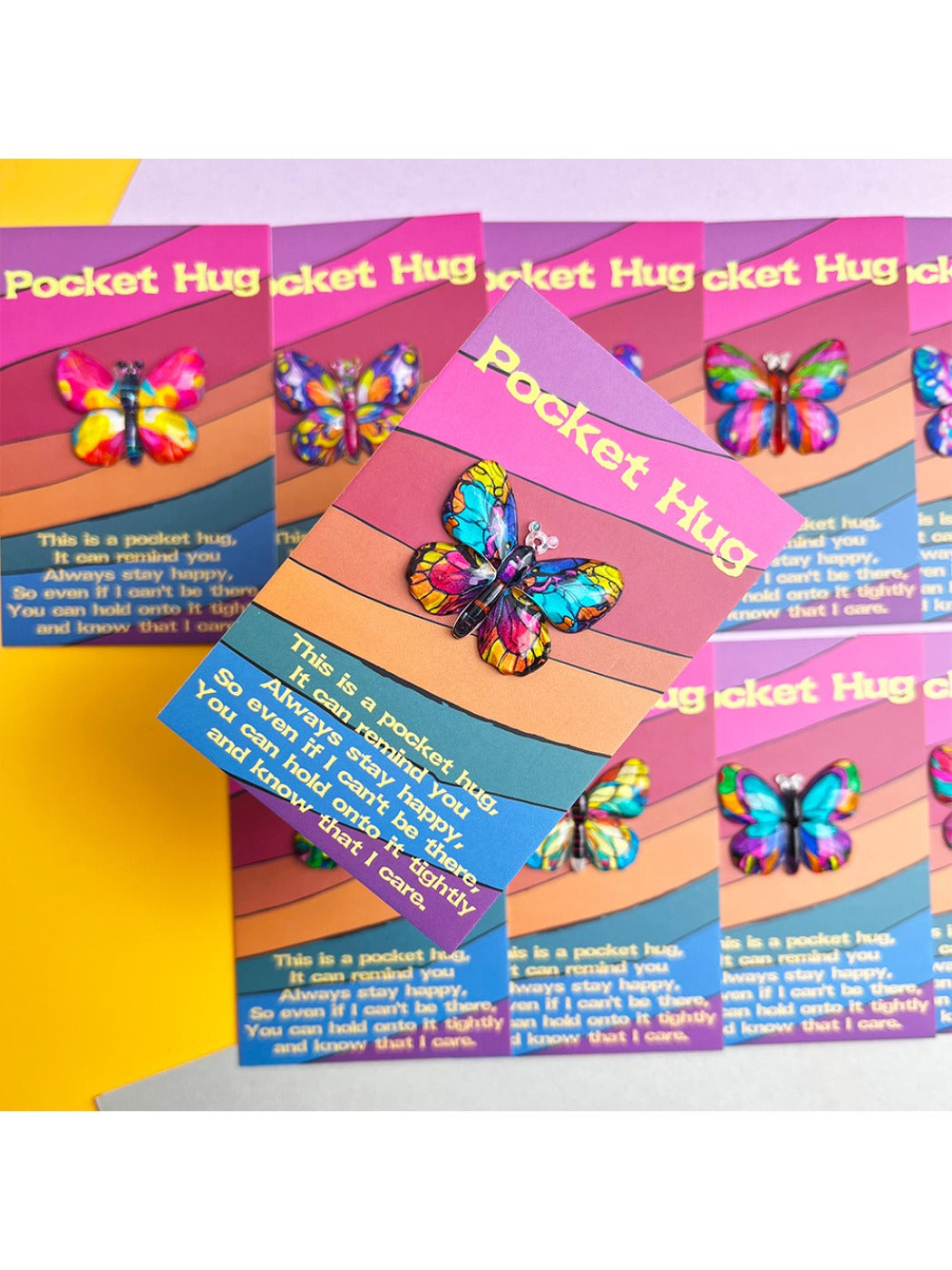 Taphug - Pocket Hug Painted Resin Butterfly pocket hug card and keepsake token view 2
