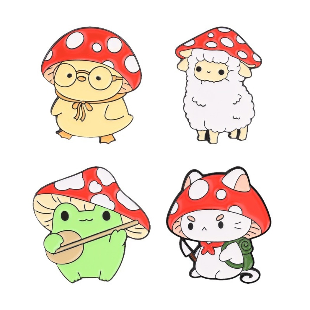 Pinori - Forest Style Mushroom Animal Motif Pin