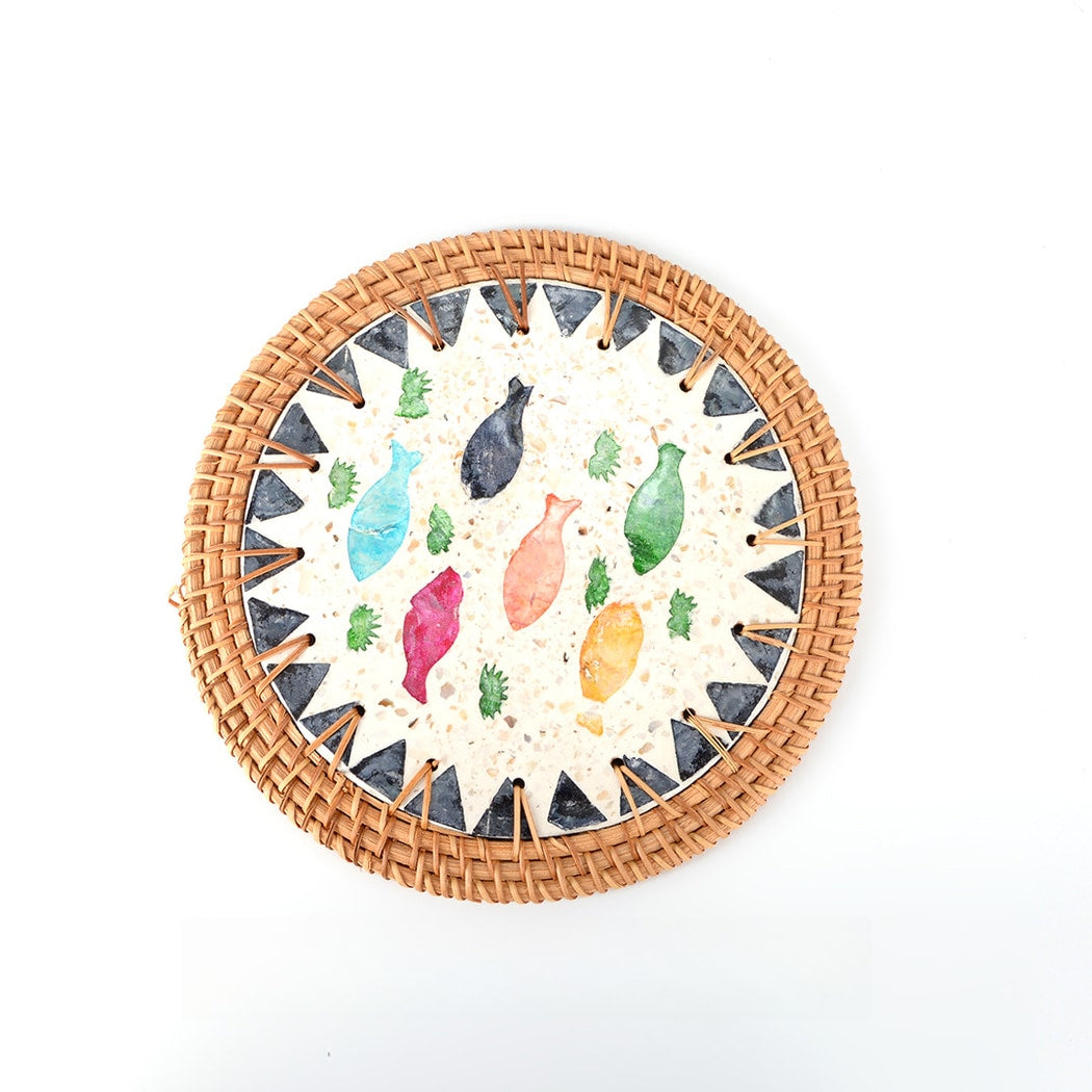 Thimara - Mosaic Style Floral Pattern Round Coaster