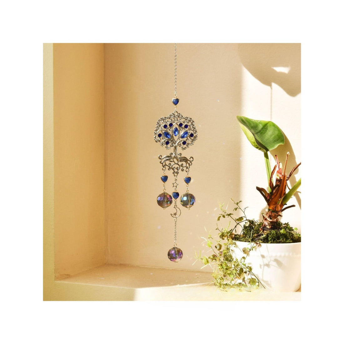 Somnira Tree of Life dreamcatcher suncatcher with intricate web and hanging feathers
