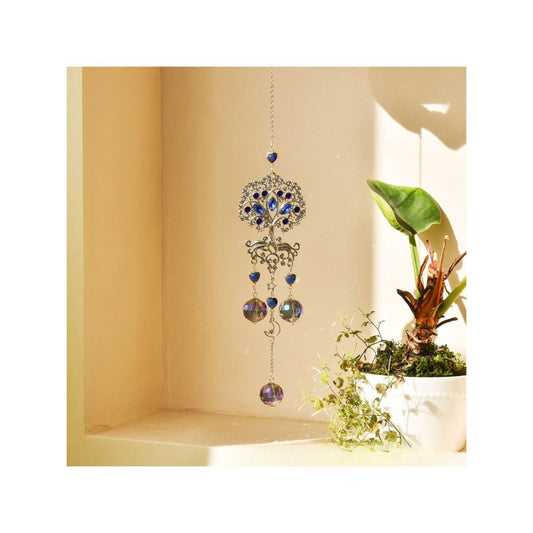 Somnira Tree of Life dreamcatcher suncatcher with intricate web and hanging feathers