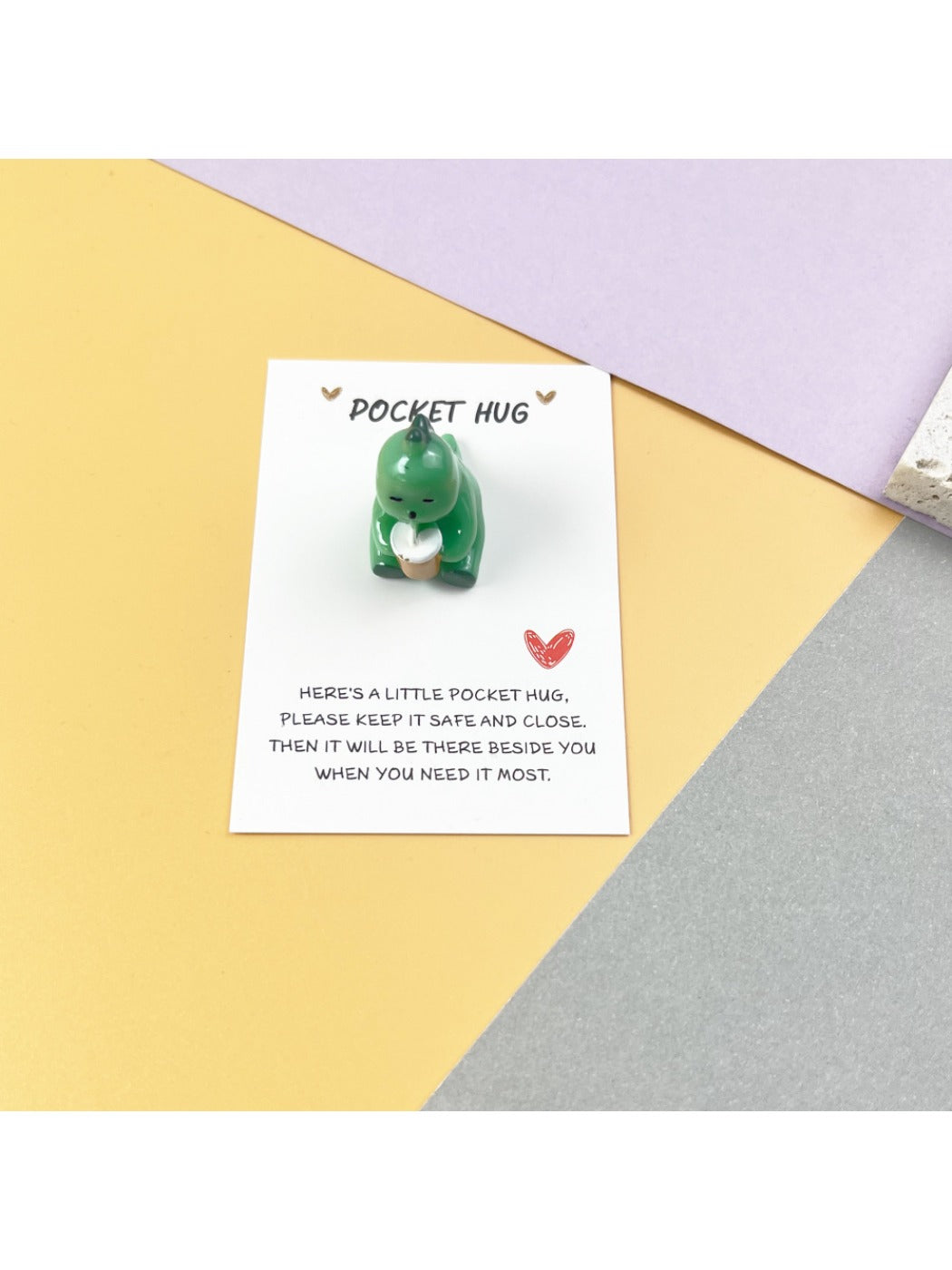 Taphug - Pocket Hug Green Dinosaur pocket hug card and keepsake token view 10