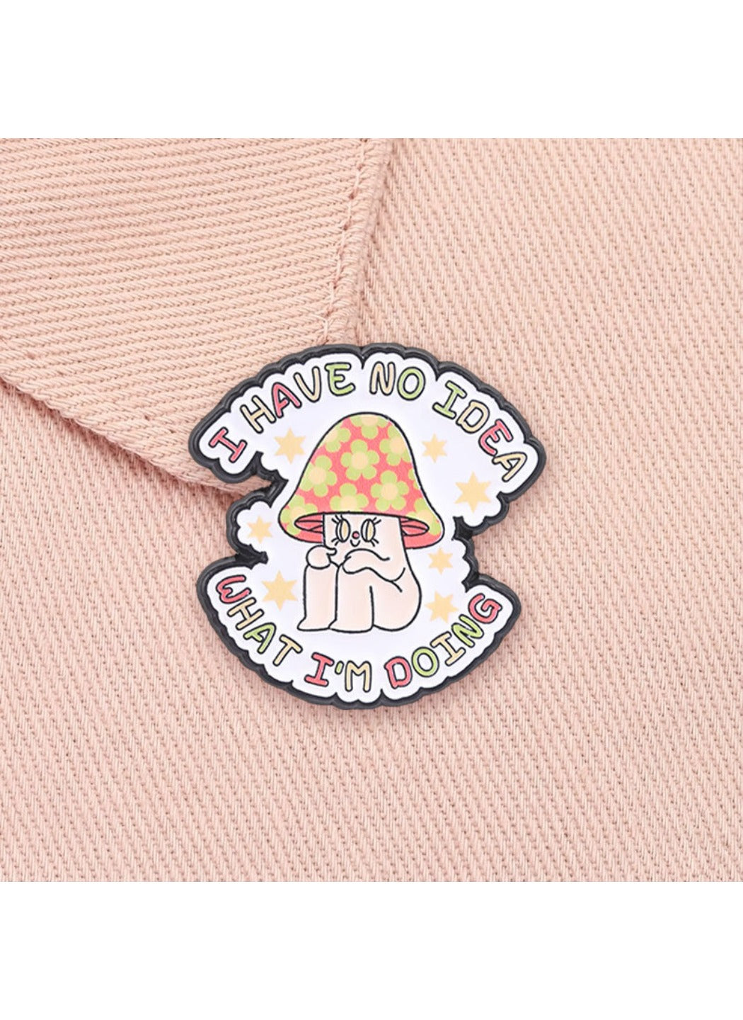 Pinori - Cute Cartoon Mushroom Character with Slogan Pin Brooch Badge