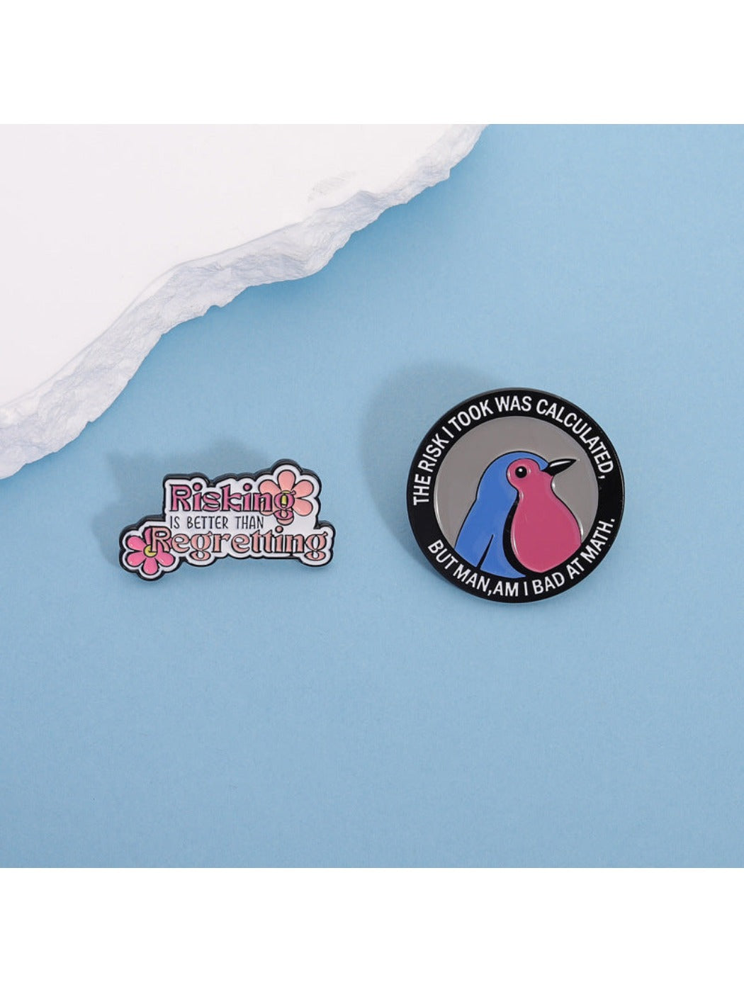Close-up of Pinori Adventure Phrase Pin Brooch showing detailed engraving