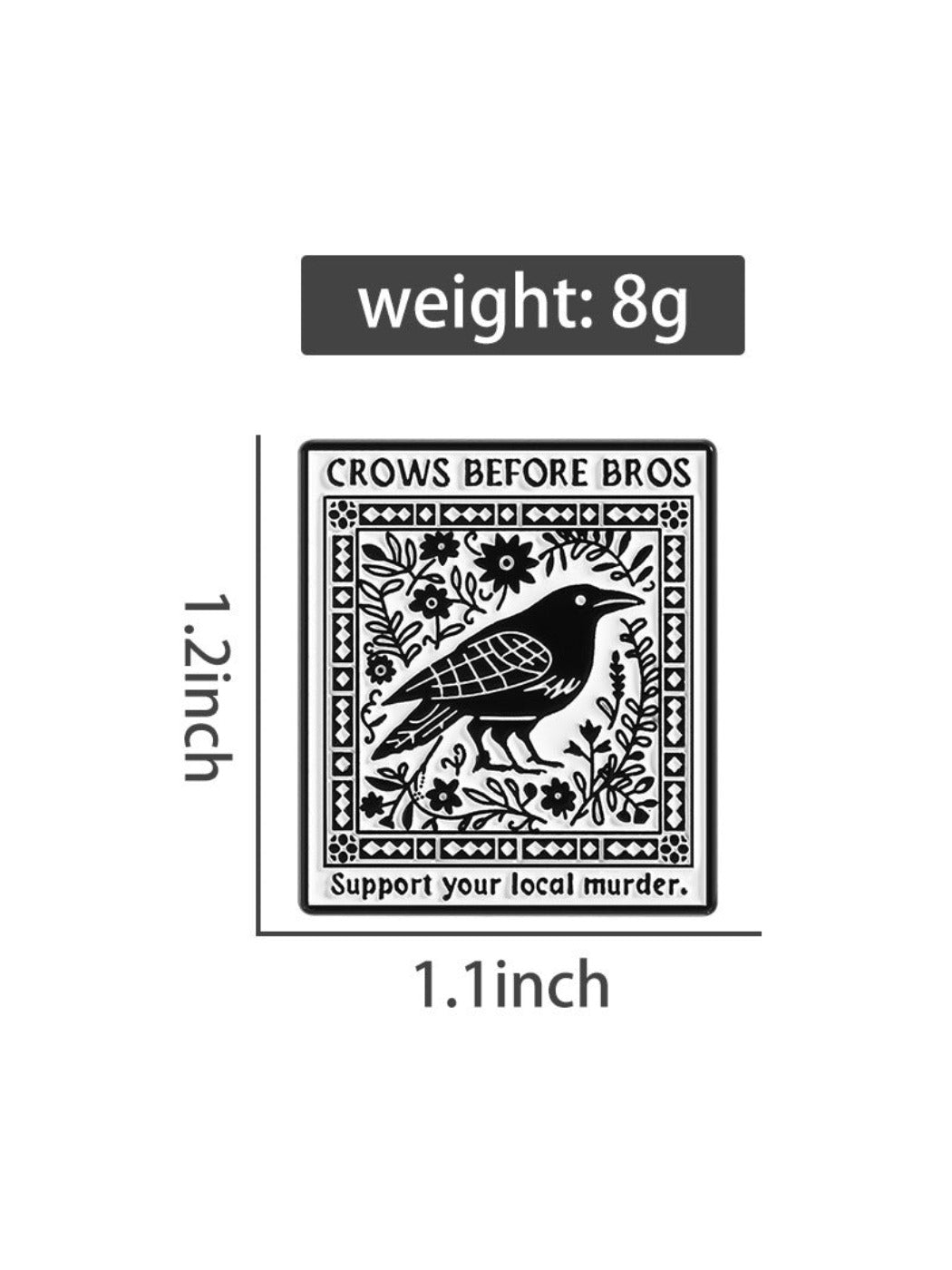 Pinori - Rectangular Crow Brooch