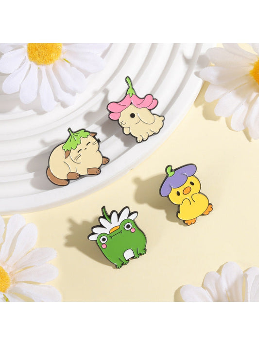 Pinori - Cute Flower Animal Brooch