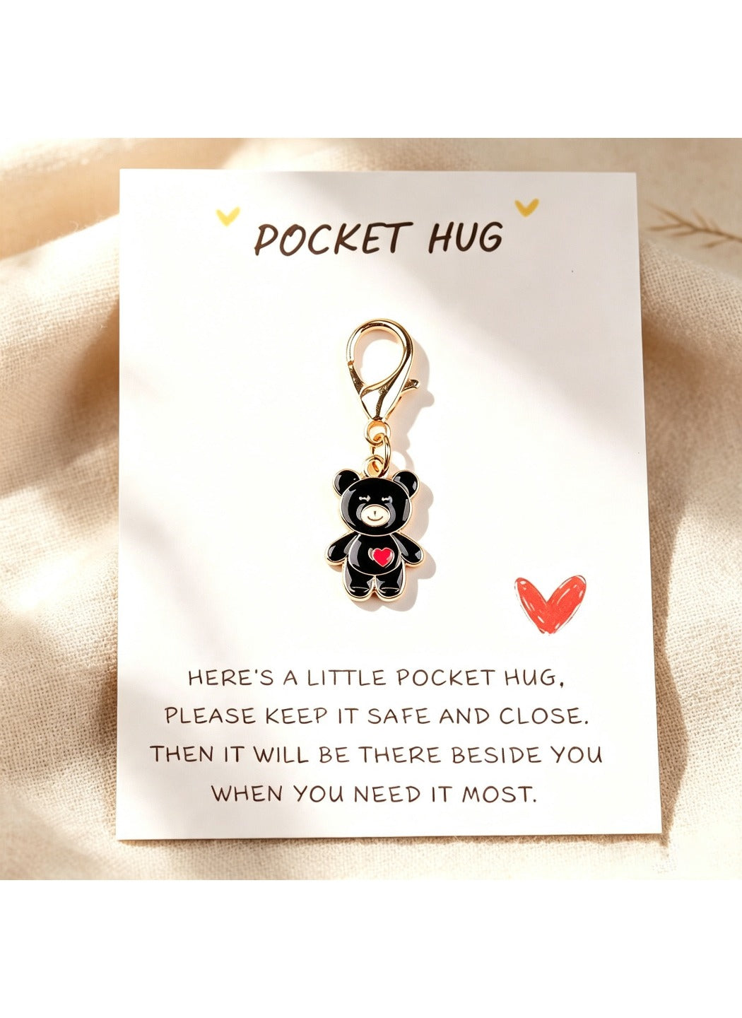 Taphug  - Alloy Pocket Hug Card Heart Bear Keychain