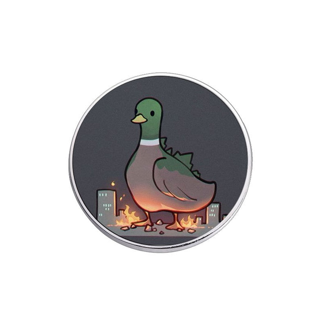 Pinori - Cute Duck Illustration Round Enamel Pin