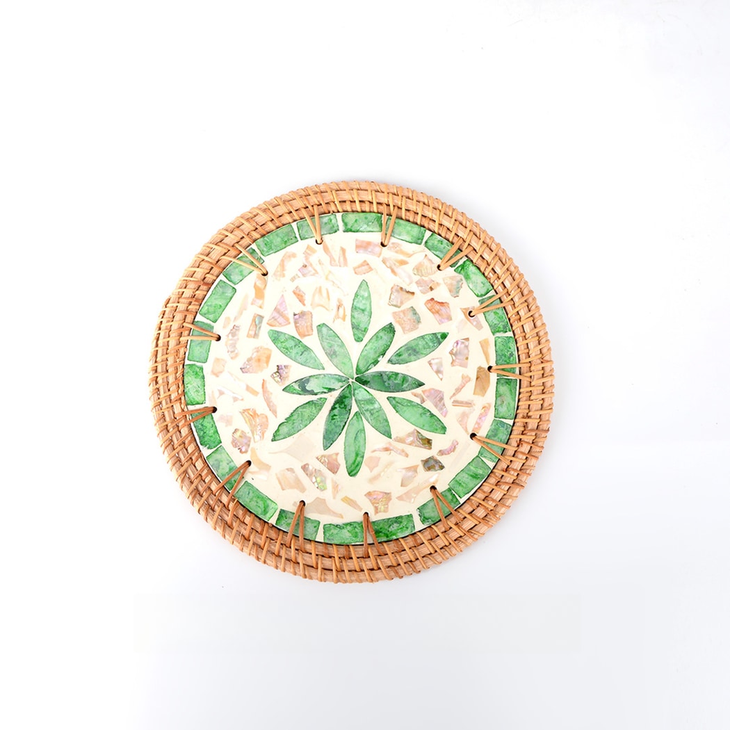 Thimara - Mosaic Style Floral Pattern Round Coaster