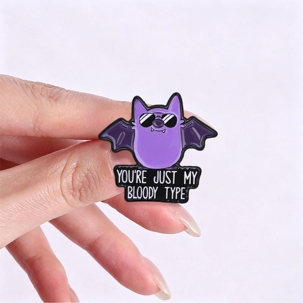 Pinori - Cartoon Bat Halloween Slogan Enamel Pin