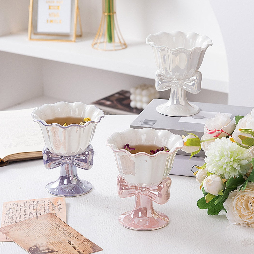 Mivora - Bow Accent Goblet Style Dessert Cup