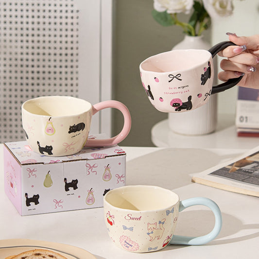 Mivora - Cartoon Cat Pattern Coffee Mug