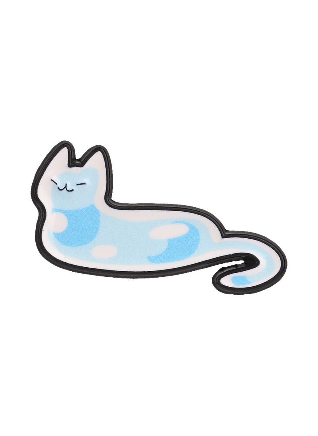 Pinori -  Cute Cartoon Funny Distorted Blue Kitten Pin Brooch Badge