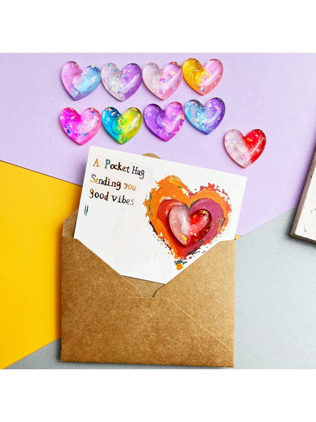 Taphug - Pocket Hug Gradient Glitter Heart pocket hug card and keepsake token view 4