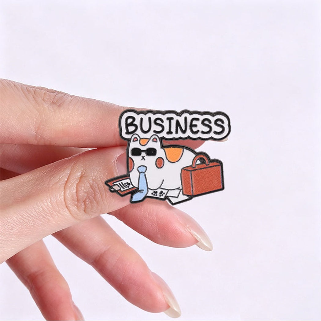 Pinori - Business Cat Briefcase Graphic Pin