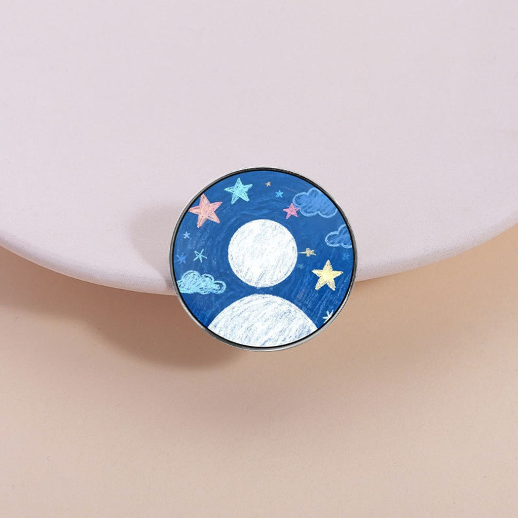 Pinori - Blue Tones Artful Night Sky Round Pin