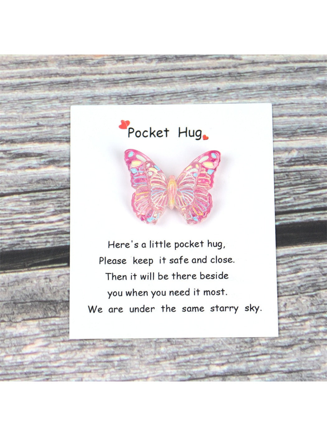 Taphug - Pocket Hug Colorful Butterfly pocket hug card and keepsake token view 3