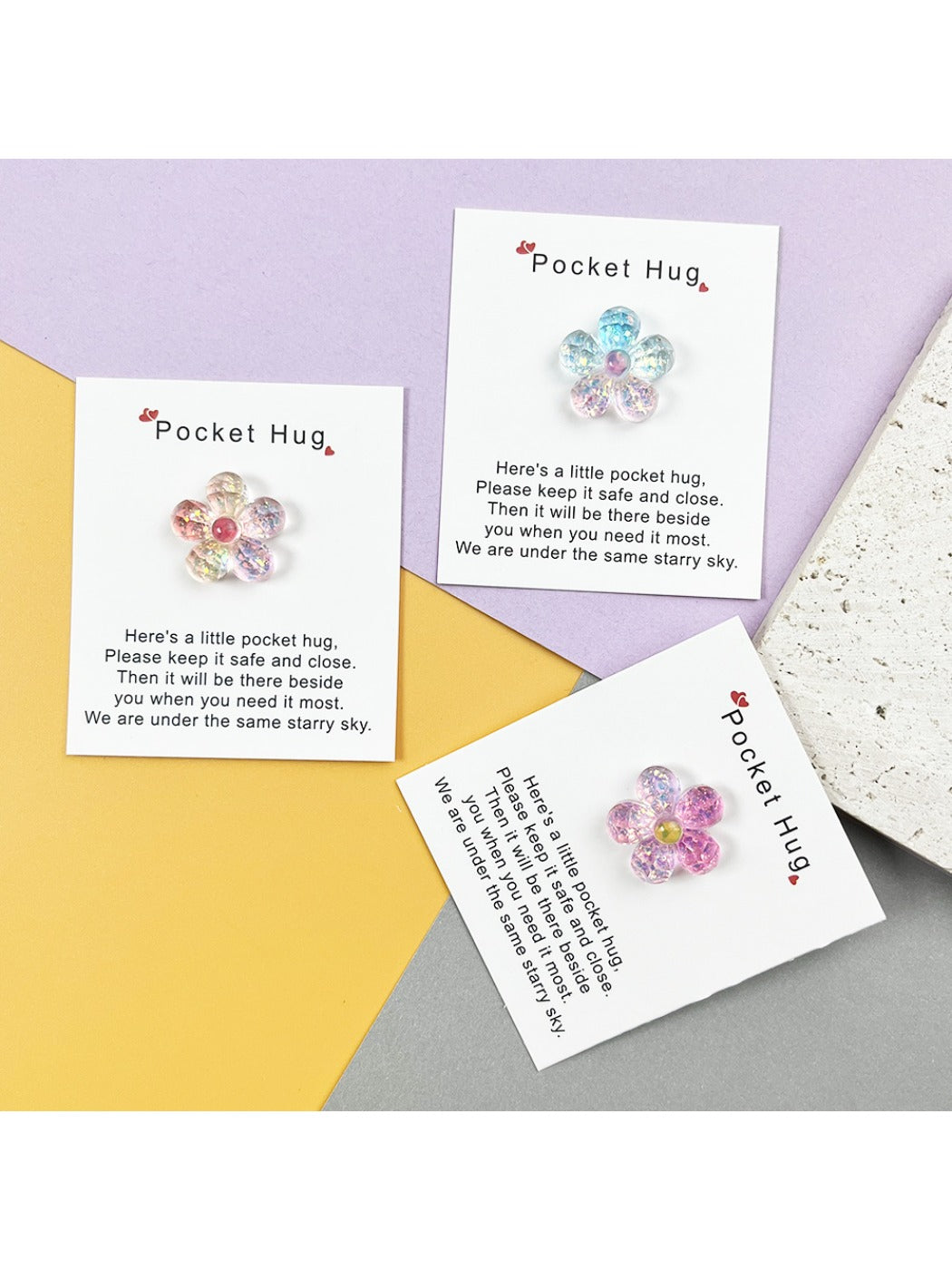 Taphug - Pocket Hug Gradient Flowers pocket hug card and keepsake token view 2