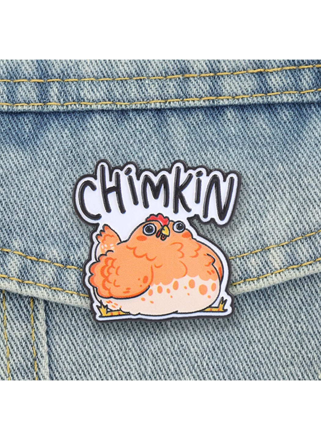 Pinori - Cute Cartoon Chubby Chicken with Fun Letters Pin Brooch Badge