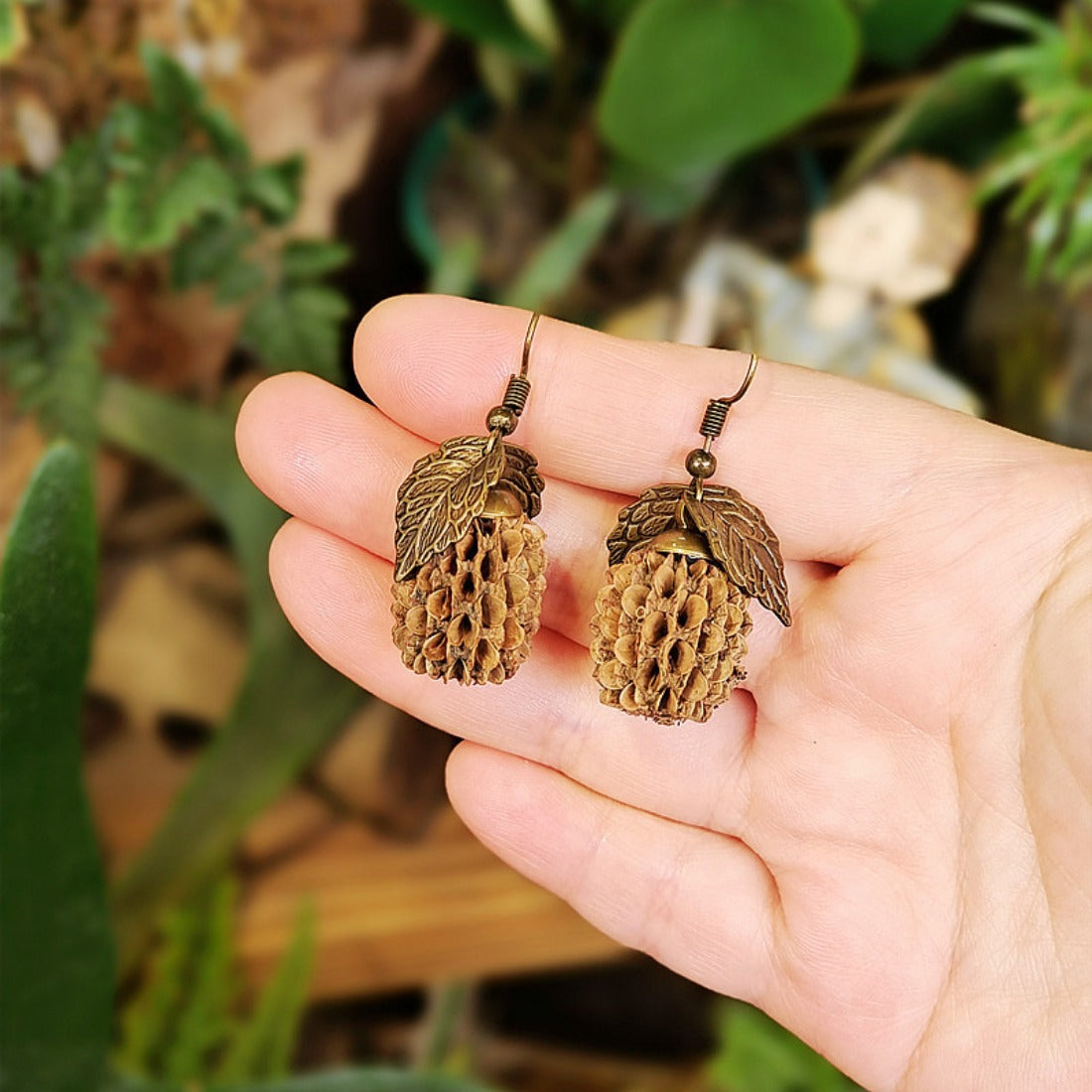 Handcrafted Vintage Natural Nut Earrings