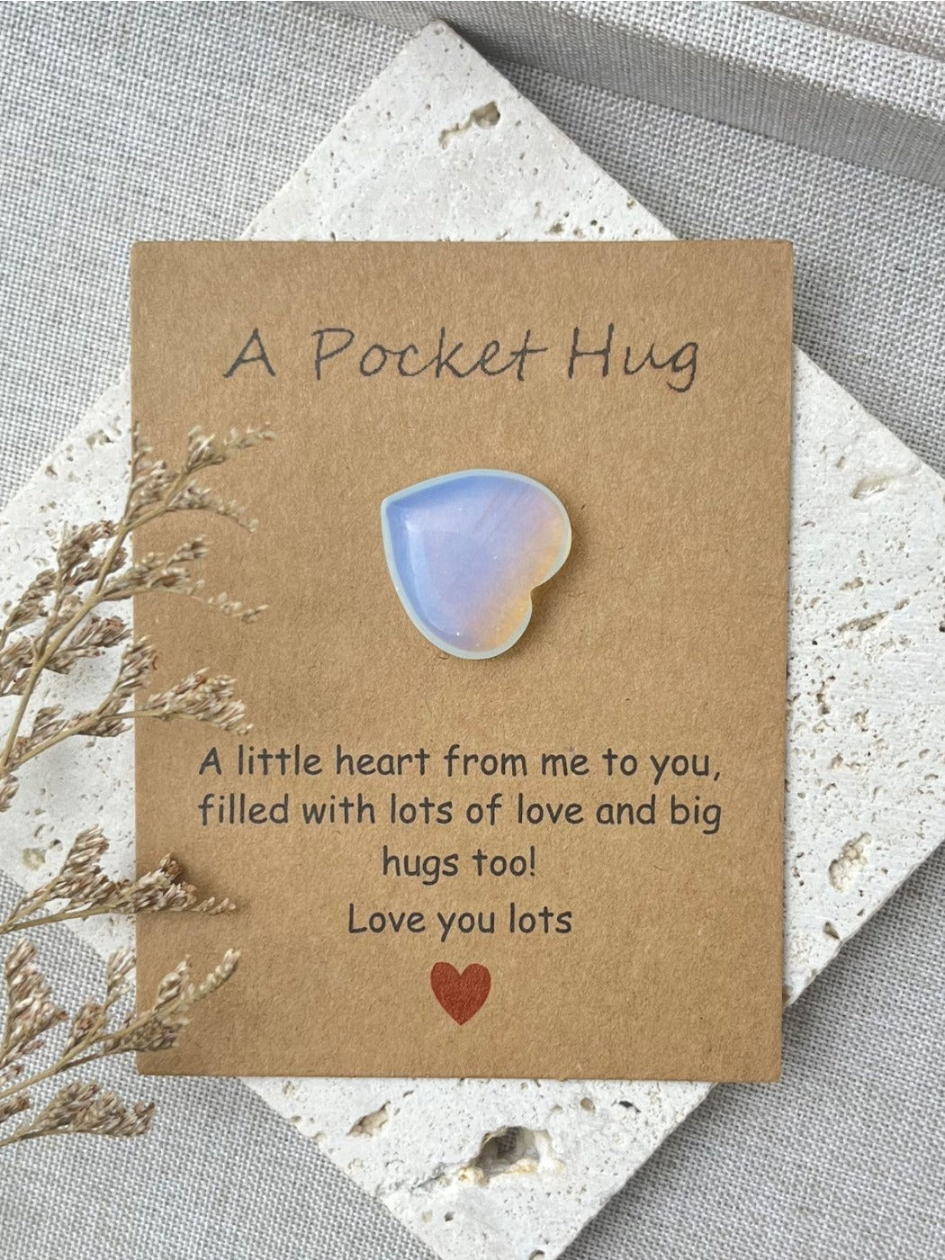 Taphug - Pocket Hug Glass Heart Gift pocket hug card and keepsake token view 9