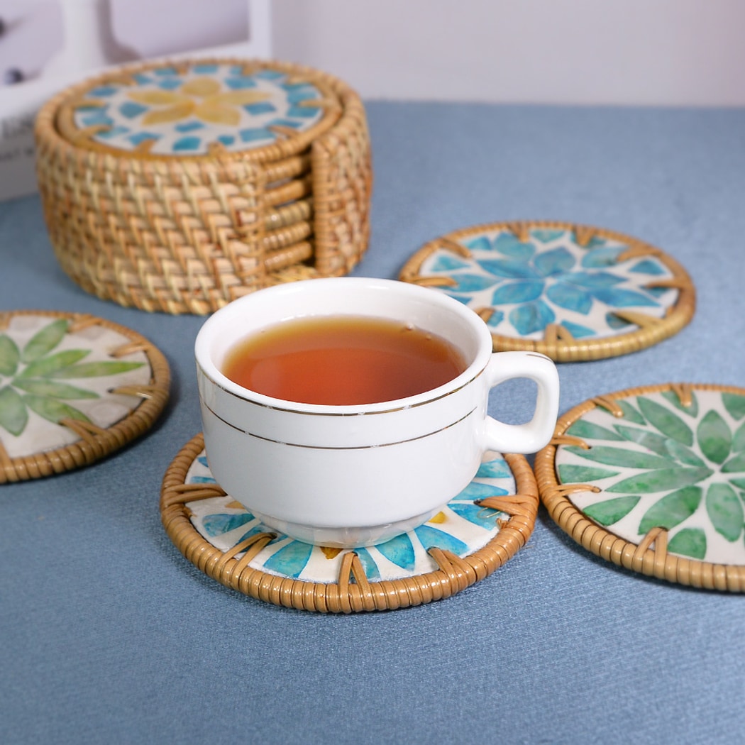 Thimara - Floral Round Tea Table Decorative Coaster