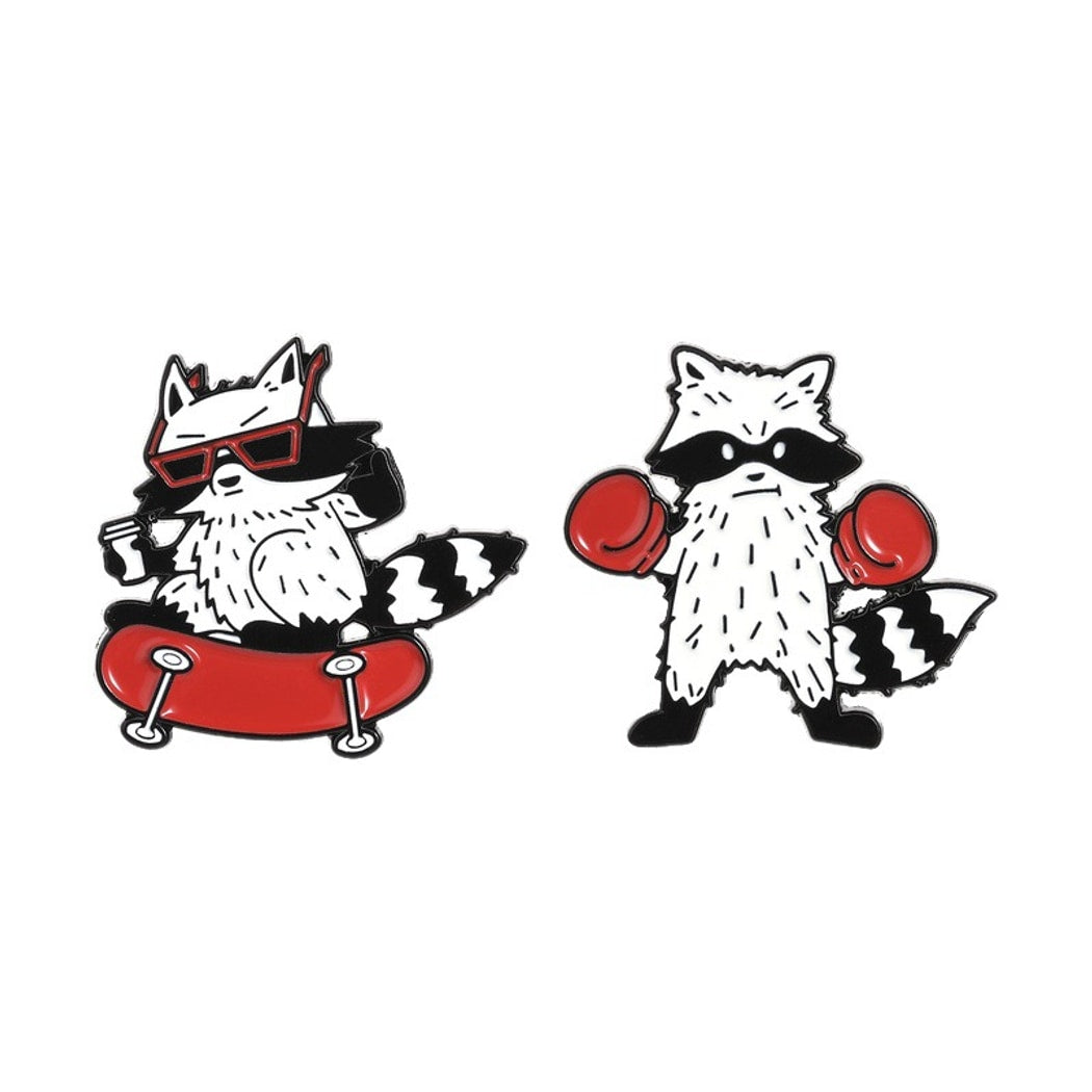 Pinori - Playful Animal Motif Raccoon Brooch Pin
