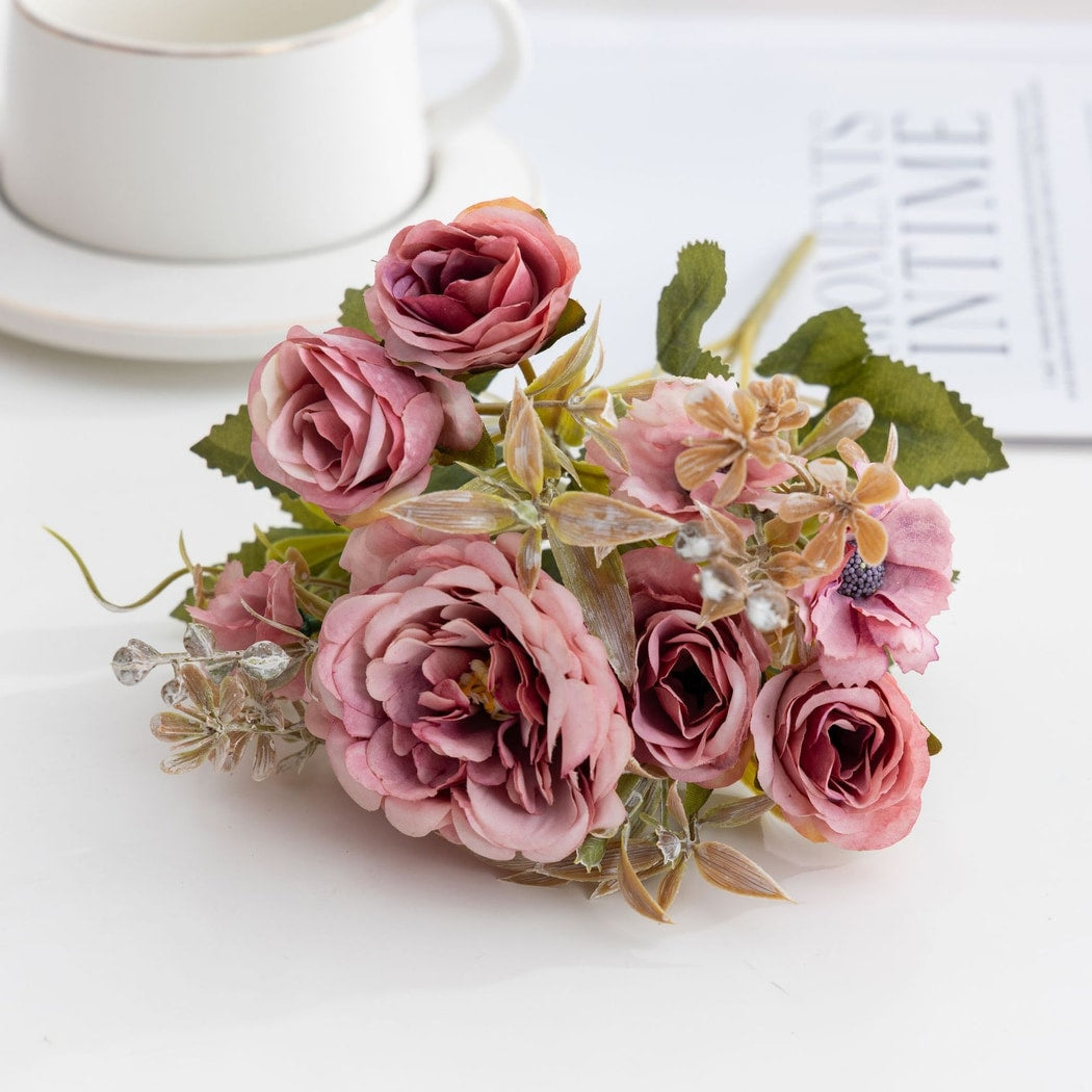 Roselle - Retro Style Rose Artificial Flowers Bouquet