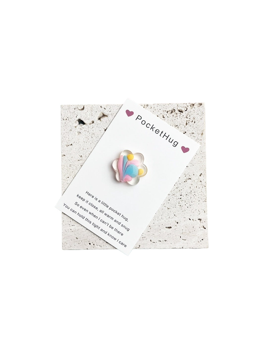 Taphug - Pocket Hug Colorful Resin Flower pocket hug card and keepsake token view 8
