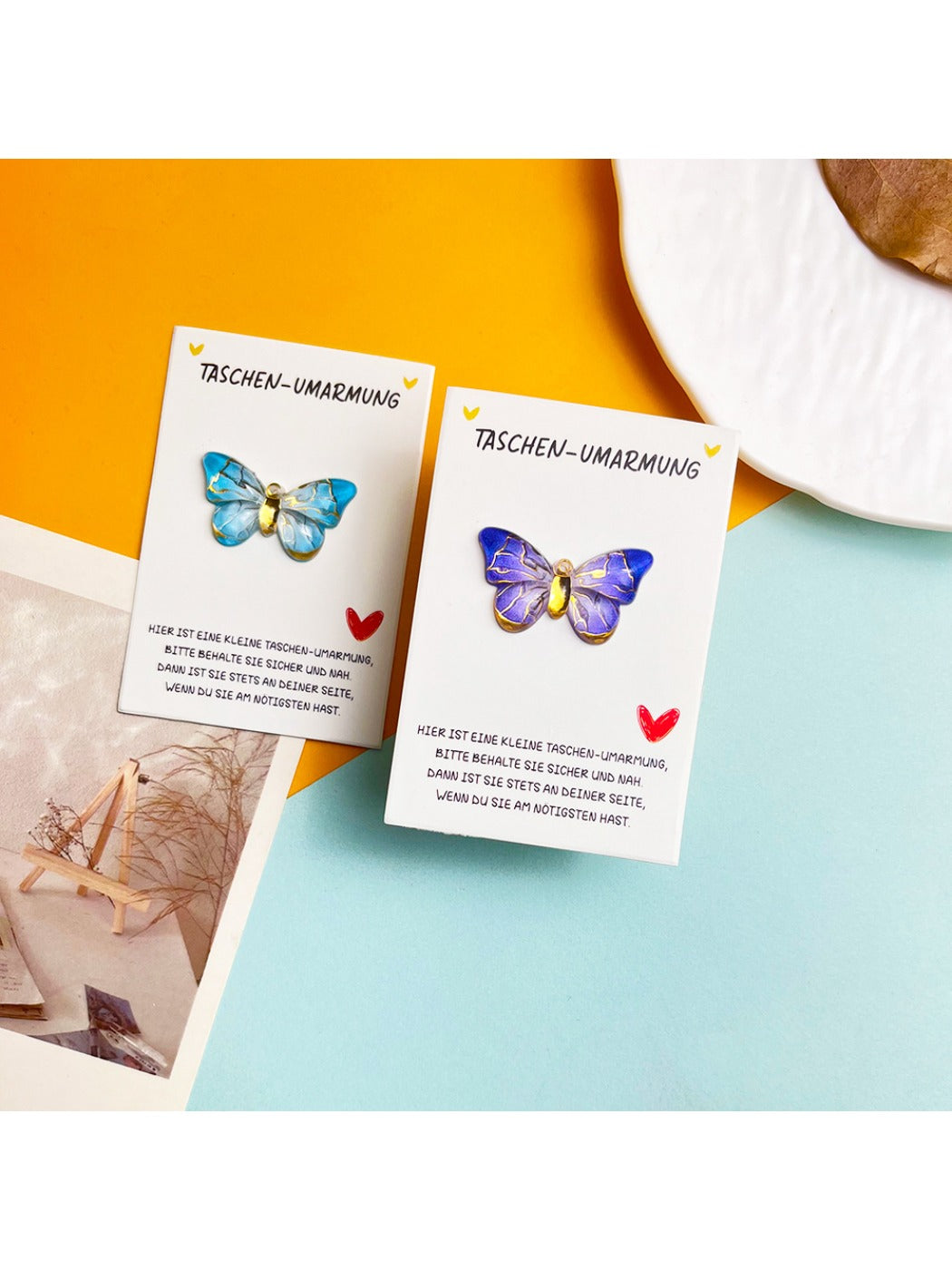 Taphug pocket hug card partially open showing butterfly wings inside