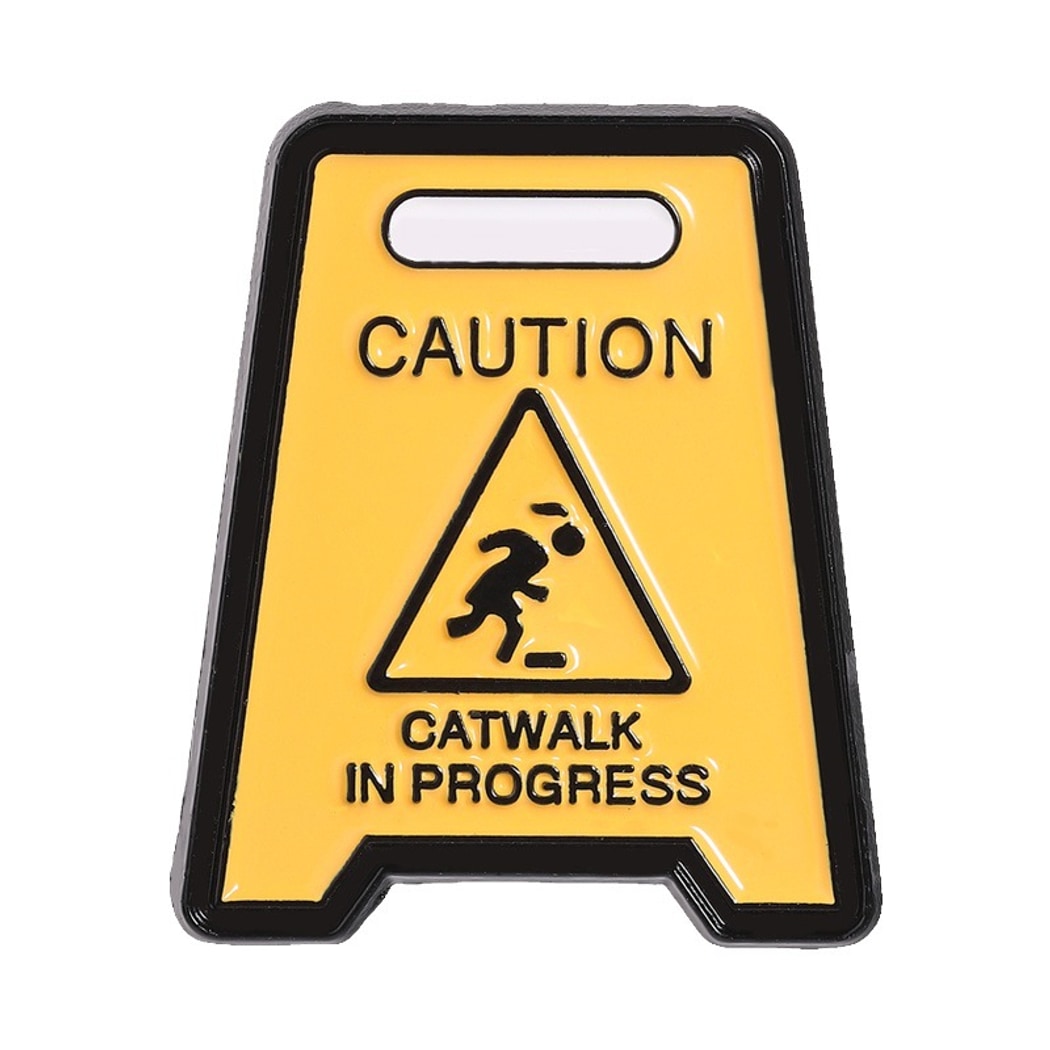 Pinori - Novelty Warning Sign Letter Shape Brooch