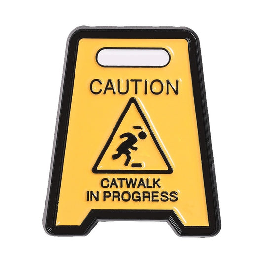 Pinori - Novelty Warning Sign Letter Shape Brooch