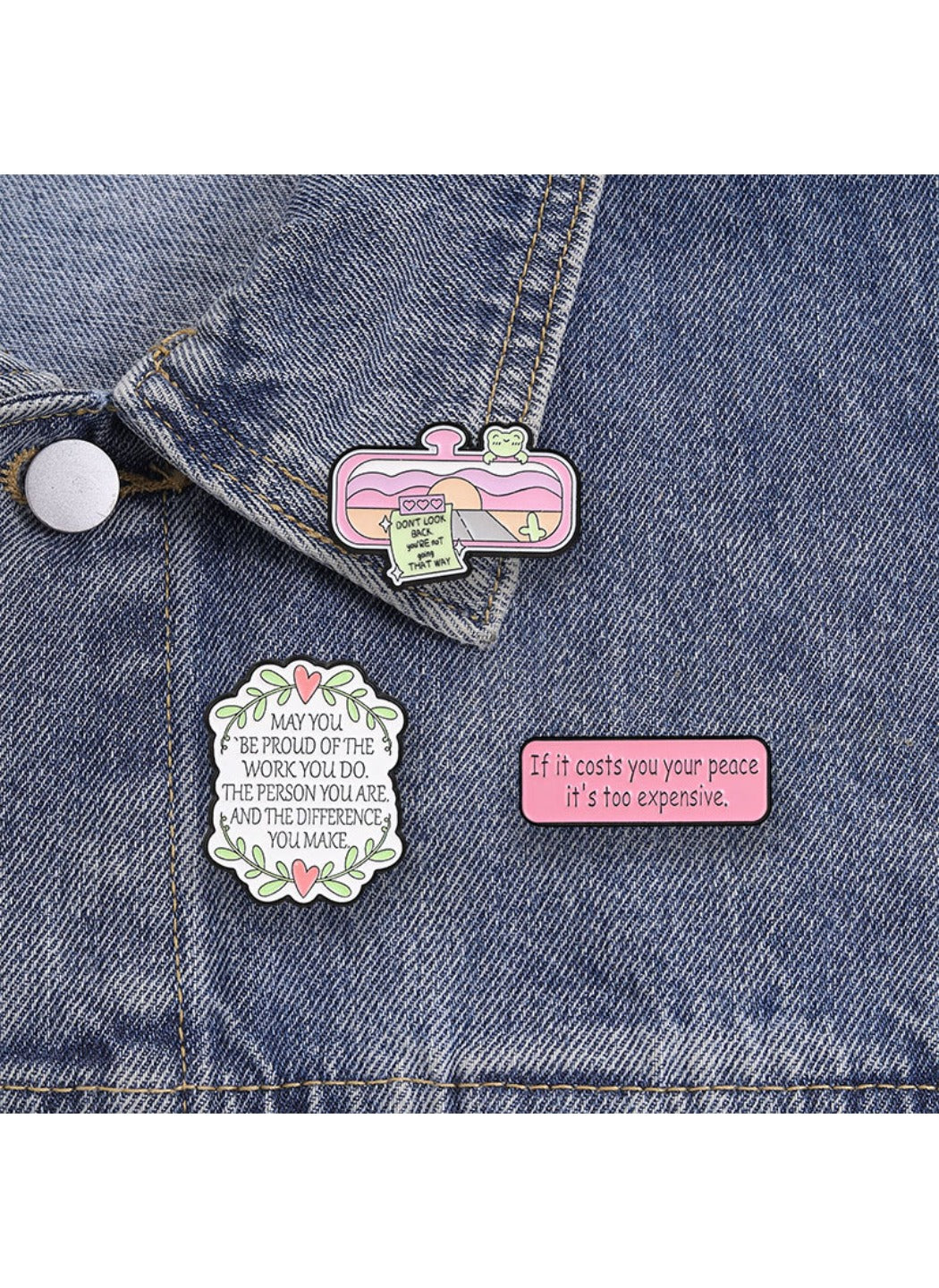 Pinori - Cute Cartoon Badge with Inspiring Words Pin Brooch Badge